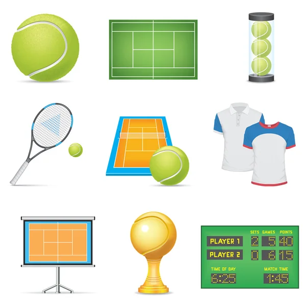 Ensemble d'icônes de tennis — Image vectorielle