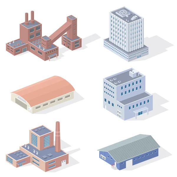 Isometric Industrial Buildings — Stock Vector
