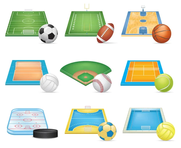 Sport Fields Icons Set — Stock Vector