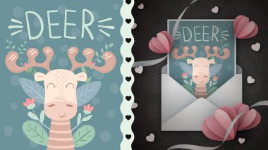 Büyük geyik. Tebrik kartı fikri.