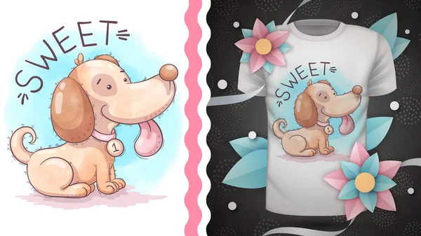 Dog childish cartoon character animal - idea for print t-shirt.