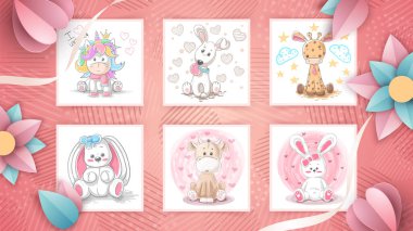 Tebrik kartı için sevimli hayvan- fikri ayarlayın.