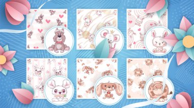 Set sevimli hayvanlar - sorunsuz desen