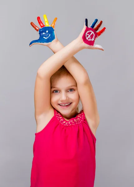 Bunt bemalte Hände. — Stockfoto