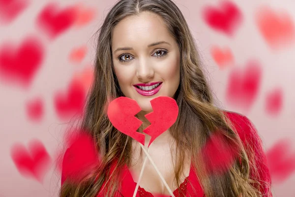 Pretty woman in Valentines Day — Stock Photo, Image