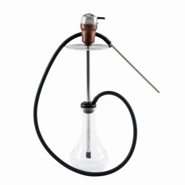 Kahverengi seramik kaseli nargile. Beyaz bir arkaplanda izole edilmiş.