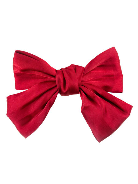 Red silk bow isolated on white background.