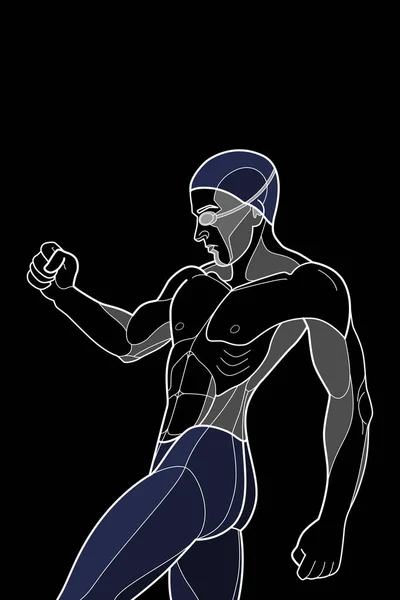 Jovem Nadador Sexo Masculino Ilustração Meio Corpo Maiô Azul Com — Fotografia de Stock