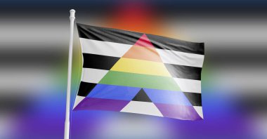 Heteroseksüel Ally Gurur Bayrağı. Çıkıyorum. - Kutlama. Festival ve geçit töreni. Modern minimal tasarım. LGBT sembolü. Homofobiyi bırak. İnsan hakları ve hoşgörü. Aşk konsepti. 3d oluşturma