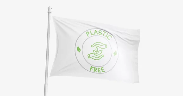 Bebas Plastik Bendera Rendering Masalah Bagi Produk Ramah Lingkungan Dan — Stok Foto