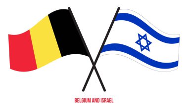 Belçika ve İsrail Bayrakları Çarpıştı ve Sallanan Düz Stil. Resmi Orantı. Renkleri Düzelt.