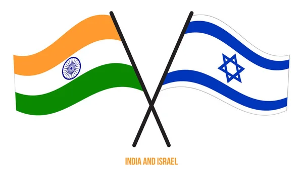 India Israël Vlaggen Gekruist Zwaaien Platte Stijl Officiële Proportie Juiste — Stockvector