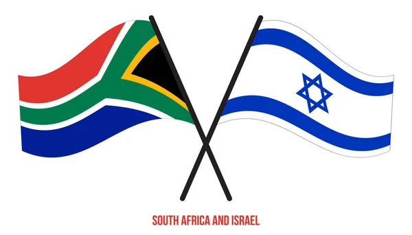 Afrique Sud Israël Drapeaux Croisés Agitant Style Plat Proportion Officielle — Image vectorielle