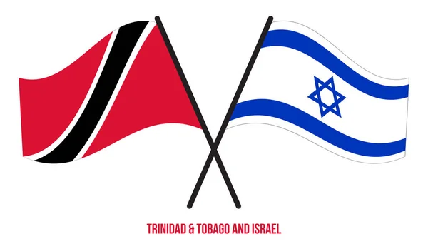 特立尼达和多巴哥与以色列国旗交叉 波浪扁平风格 官方比例 — 图库矢量图片