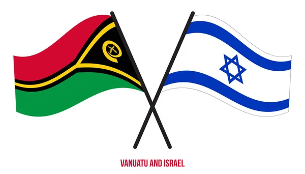 Σημαίες Βανουάτου Και Ισραήλ Διασταυρώθηκαν Και Κυμάτιζαν Επίπεδα Επίσημη Αναλογία — Διανυσματικό Αρχείο