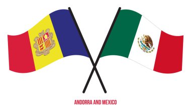 Andorra ve Meksika Bayrakları Çarpıştı ve Sallanan Düz Stil. Resmi Orantı. Renkleri Düzelt.