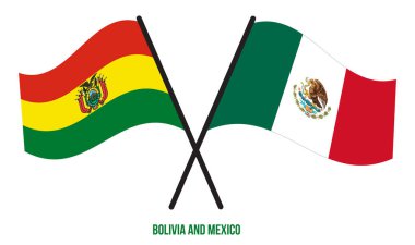 Bolivya ve Meksika Bayrakları Çarpıştı ve Sallanan Düz Stil. Resmi Orantı. Renkleri Düzelt.