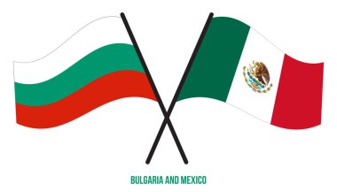 Bulgaristan ve Meksika Bayrakları Çapraz ve Dalgalı Düz Stil. Resmi Orantı. Renkleri Düzelt.