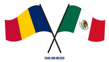 Çad ve Meksika Bayrakları Çarpıştı ve Sallanan Düz Stil. Resmi Orantı. Renkleri Düzelt.