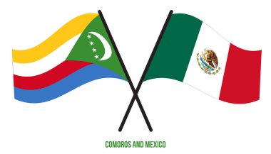 Komorolar ve Meksika Bayrakları Çarpıştı ve Sallanan Düz Stil. Resmi Orantı. Renkleri Düzelt.