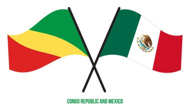Kongo Cumhuriyeti ve Meksika Bayrakları Çarpıştı ve Sallanan Düz Stil. Resmi Orantı. Renkleri Düzelt.