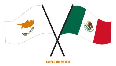 Kıbrıs ve Meksika Bayrakları Çapraz ve Dalgalı Düz Tarz. Resmi Orantı. Renkleri Düzelt.