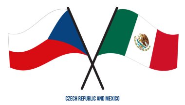 Çek Cumhuriyeti ve Meksika Bayrakları Çarpıştı ve Sallanan Düz Stil. Resmi Orantı. Renkleri Düzelt.