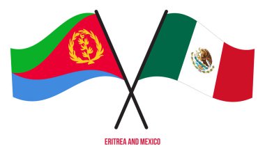 Eritre ve Meksika Bayrakları Çarpıştı ve Sallanan Düz Stil. Resmi Orantı. Renkleri Düzelt.