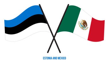 Estonya ve Meksika Bayrakları Çarpıştı ve Sallanan Düz Stil. Resmi Orantı. Renkleri Düzelt.
