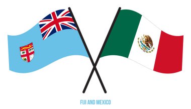 Fiji ve Meksika Bayrakları Çarpıştı ve Sallanan Düz Stil. Resmi Orantı. Renkleri Düzelt.