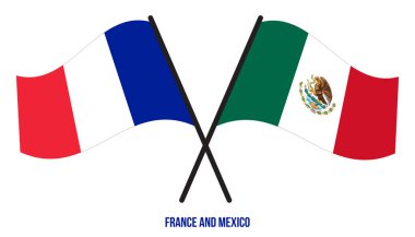 Fransa ve Meksika Bayrakları Çarpıştı ve Sallanan Düz Stil. Resmi Orantı. Renkleri Düzelt.