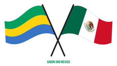 Gabon ve Meksika Bayrakları Çarpıştı ve Sallanan Düz Stil. Resmi Orantı. Renkleri Düzelt.