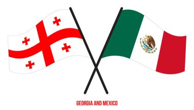 Georgia ve Meksika Bayrakları Çarpıştı ve Sallanan Düz Stil. Resmi Orantı. Renkleri Düzelt.