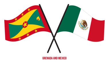 Grenada ve Meksika Bayrakları Çarpıştı ve Sallanan Düz Stil. Resmi Orantı. Renkleri Düzelt.