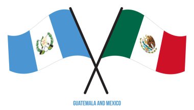 Guatemala ve Meksika Bayrakları Çarpıştı ve Sallanan Düz Stil. Resmi Orantı. Renkleri Düzelt.