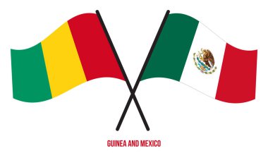Gine ve Meksika Bayrakları Çarpıştı ve Sallanan Düz Stil. Resmi Orantı. Renkleri Düzelt.