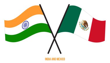 Hindistan ve Meksika Bayrakları Çarpıştı ve Sallanan Düz Stil. Resmi Orantı. Renkleri Düzelt.