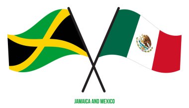 Jamaika ve Meksika Bayrakları Çarpıştı ve Sallanan Düz Stil. Resmi Orantı. Renkleri Düzelt.
