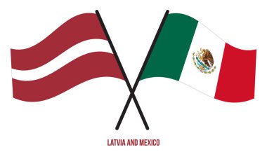 Letonya ve Meksika Bayrakları Çarpıştı ve Sallanan Düz Stil. Resmi Orantı. Renkleri Düzelt.