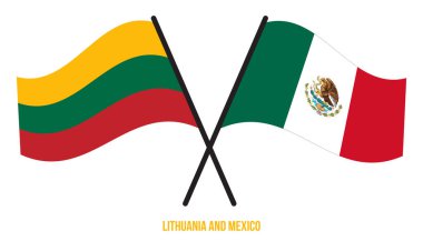 Litvanya ve Meksika Bayrakları Çarpıştı ve Sallanan Düz Stil. Resmi Orantı. Renkleri Düzelt.