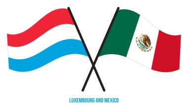 Lüksemburg ve Meksika Bayrakları Çarpıştı ve Sallanan Düz Stil. Resmi Orantı. Renkleri Düzelt.