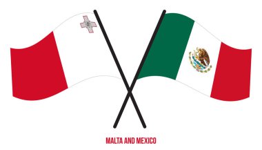 Malta ve Meksika Bayrakları Çarpıştı ve Sallanan Düz Stil. Resmi Orantı. Renkleri Düzelt.