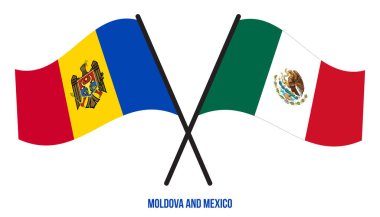 Moldova ve Meksika Bayrakları Çarpıştı ve Sallanan Düz Stil. Resmi Orantı. Renkleri Düzelt.