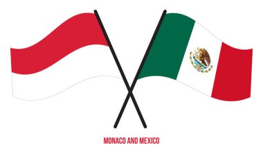 Monaco ve Meksika Bayrakları Çarpıştı ve Sallanan Düz Stil. Resmi Orantı. Renkleri Düzelt.