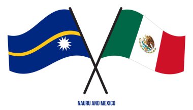 Nauru ve Meksika Bayrakları Çarpıştı ve Sallanan Düz Stil. Resmi Orantı. Renkleri Düzelt.