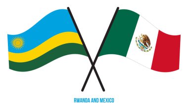 Ruanda ve Meksika Bayrakları Çarpıştı ve Sallanan Düz Stil. Resmi Orantı. Renkleri Düzelt.
