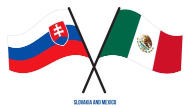 Slovakya ve Meksika Bayrakları Çarpıştı ve Sallanan Düz Stil. Resmi Orantı. Renkleri Düzelt.
