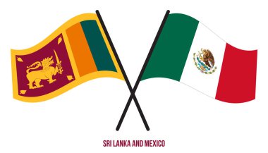 Sri Lanka ve Meksika Bayrakları Çarpıştı ve Sallanan Düz Tarz. Resmi Orantı. Renkleri Düzelt.