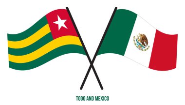 Togo ve Meksika Bayrakları Çarpıştı ve Sallanan Düz Stil. Resmi Orantı. Renkleri Düzelt.