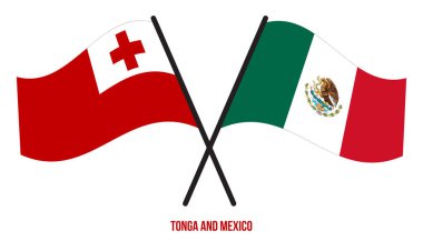 Tonga ve Meksika Bayrakları Çarpıştı ve Sallanan Düz Stil. Resmi Orantı. Renkleri Düzelt.